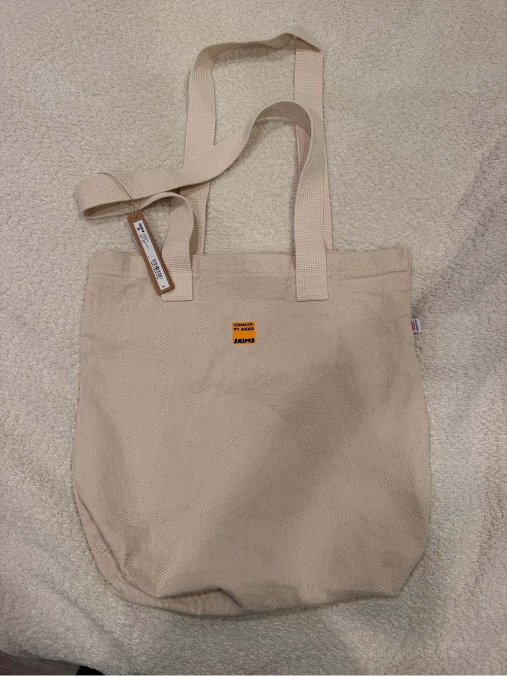 Skims x Community Goods nyc limited edition popup Canvas Tote Bag in Light Beige